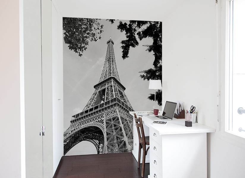 Papier peint Effet Eiffel Noir et Blanc